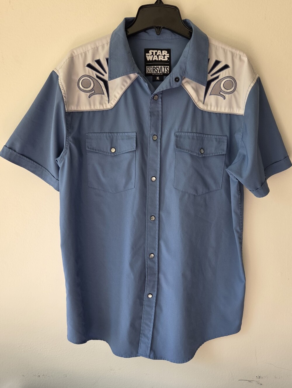 RSVLTS Mens Star Wars Pearl Snap Button Down Short Sleeve, XL
